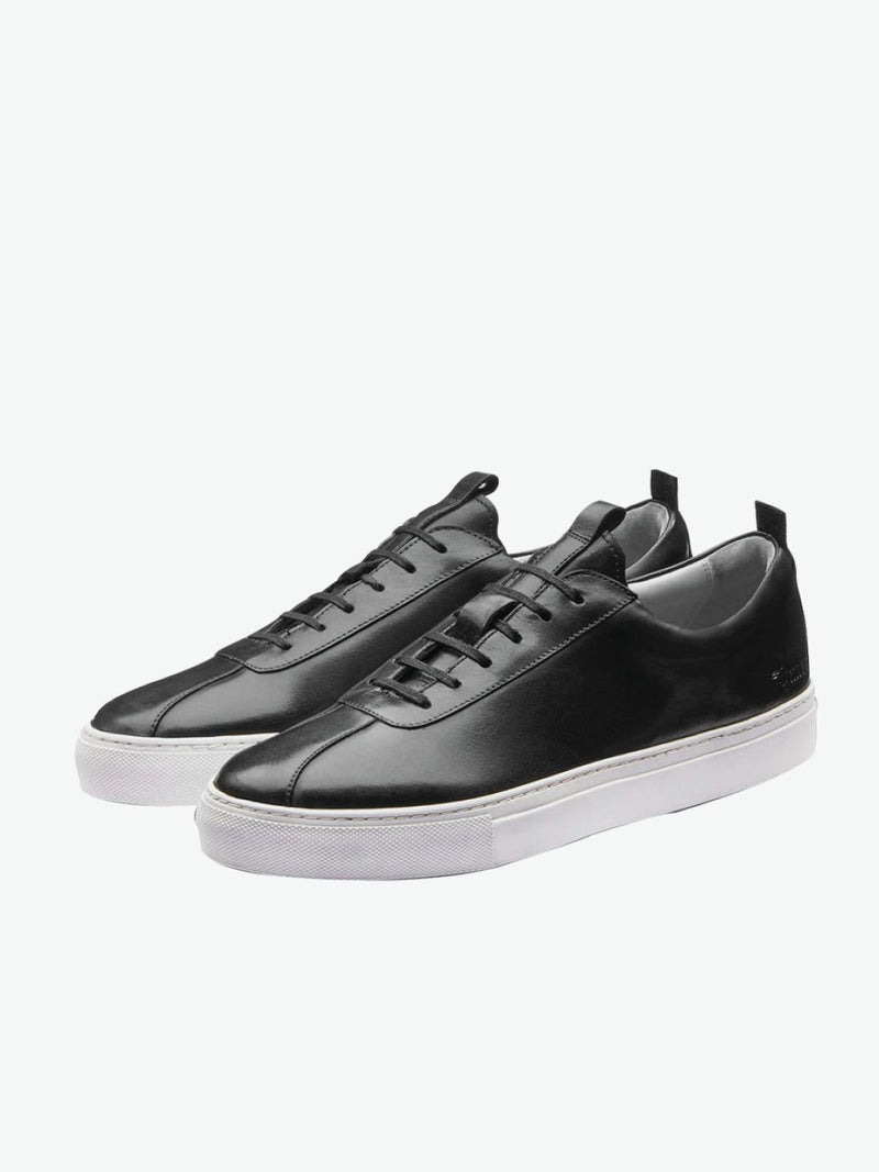 Grenson Black Calf Leather Tennis Sneaker - B
