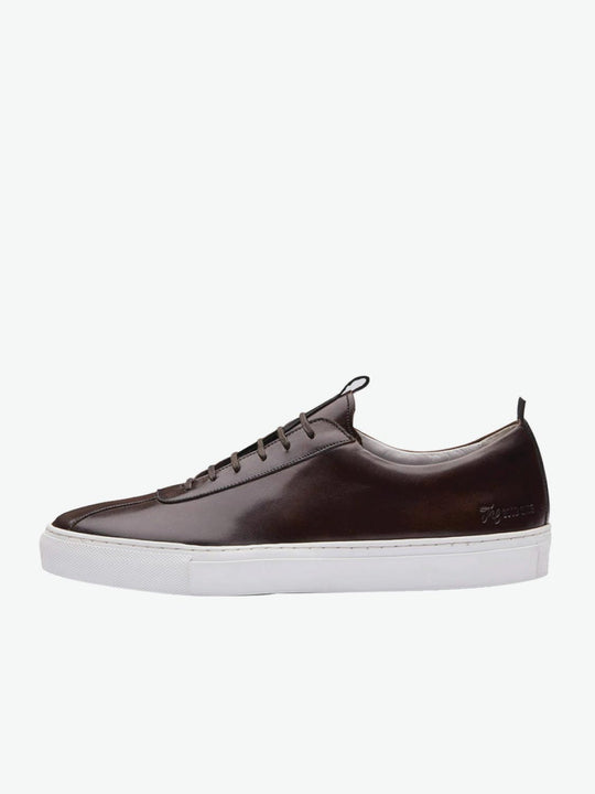 Grenson Sneaker 1 | Brown Hand Painted Leather Oxford Sneaker | The Project Garments - A
