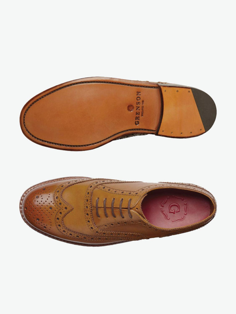 Grenson Stanley Tan Oxford Brogue Leather Shoes | The Project Garments - C