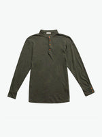 Henley Organic Cotton Slub Long Sleeve T-shirt Khaki | A