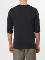Henley Organic Cotton Long Sleeve T-shirt Charcoal Grey | D
