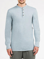 Henley Organic Cotton Slub Long Sleeve T-shirt Ice Grey | B