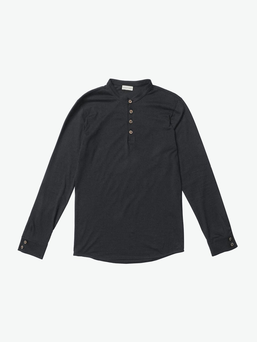 Henley Organic Cotton Slub Long Sleeve T-shirt Charcoal Grey | A
