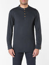 Henley Organic Cotton Slub Long Sleeve T-shirt Charcoal Grey | B
