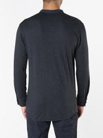 Henley Organic Cotton Slub Long Sleeve T-shirt Charcoal Grey | D