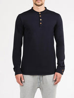 Henley Supima Cotton Long Sleeve T-shirt Midnight Blue | B