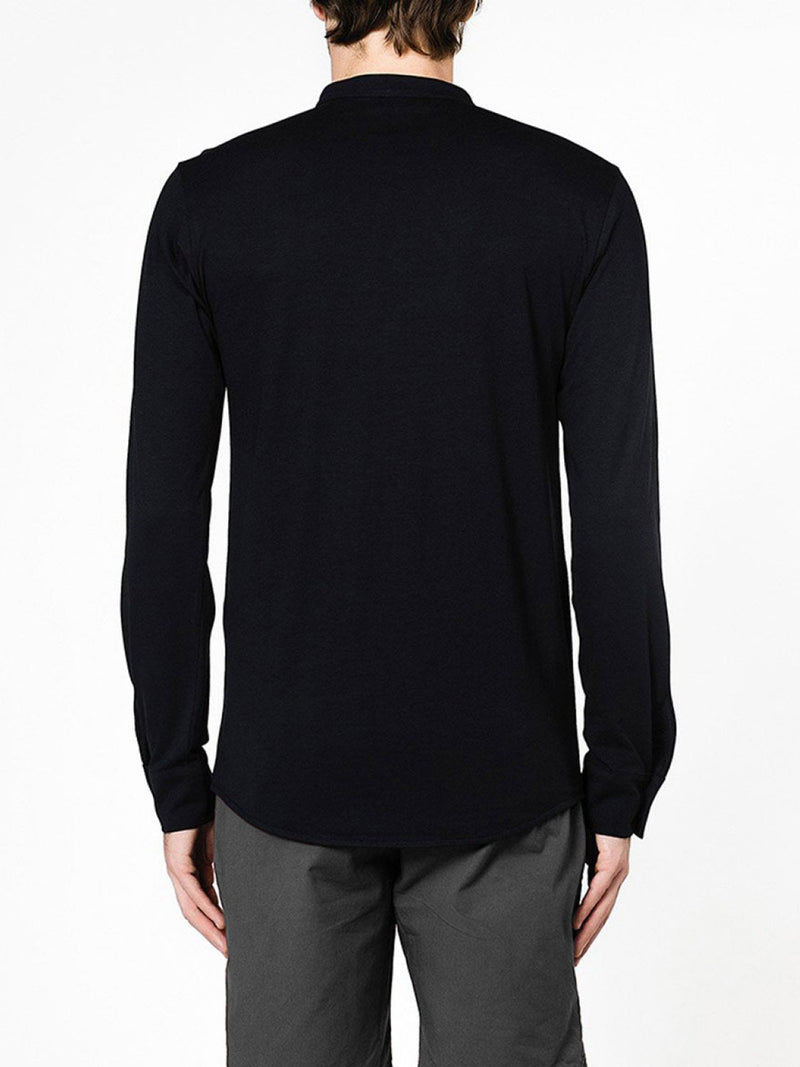 Henley Supima Cotton Long Sleeve T-shirt Navy Blue | D