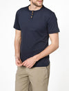 Organic Cotton Short Sleeve Henley T-shirt Navy Blue | C