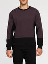 Horizontal Color Block Crew Neck Sweatshirt Burgundy | B