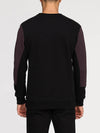 Horizontal Color Block Crew Neck Sweatshirt Burgundy | C