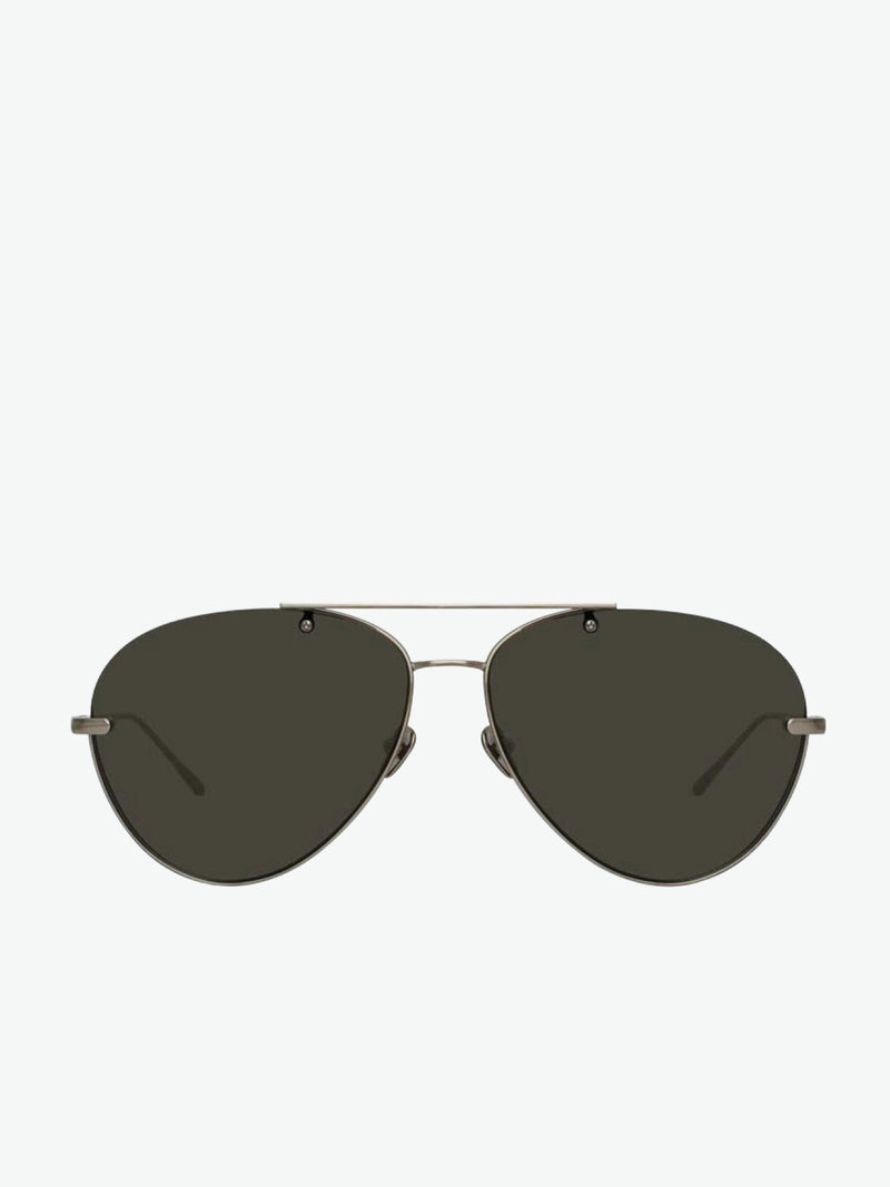 Linda Farrow White Gold Aviator Sunglasses | A