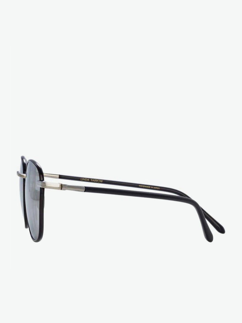 Linda Farrow White Gold and Titanium Square Sunglasses | C