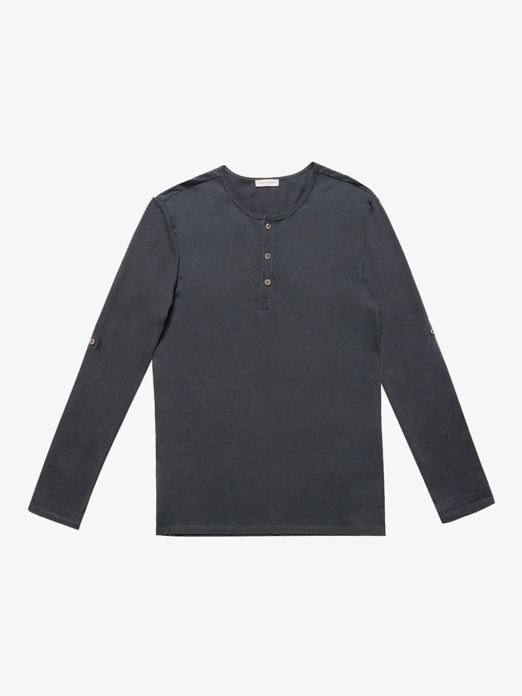 Henley Organic Cotton Long Sleeve T-shirt Asphalt Grey | A