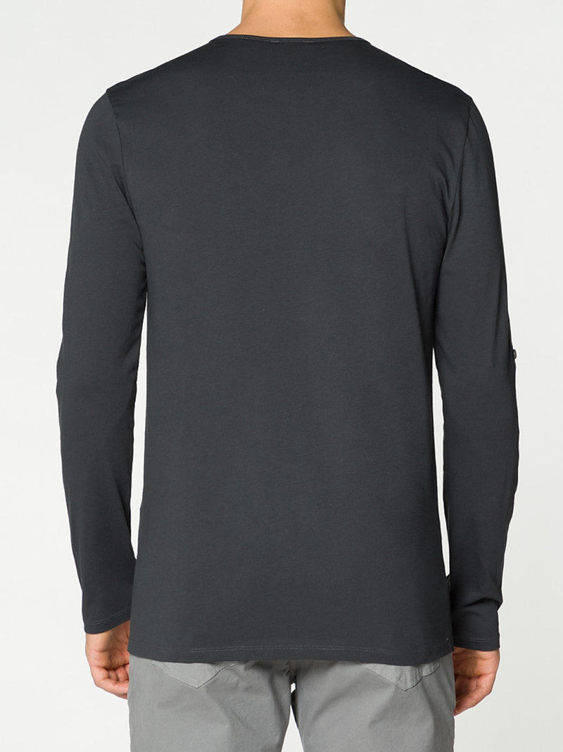 Henley Organic Cotton Long Sleeve T-shirt Asphalt Grey | C