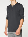 Henley Organic Cotton Long Sleeve T-shirt Asphalt Grey | E
