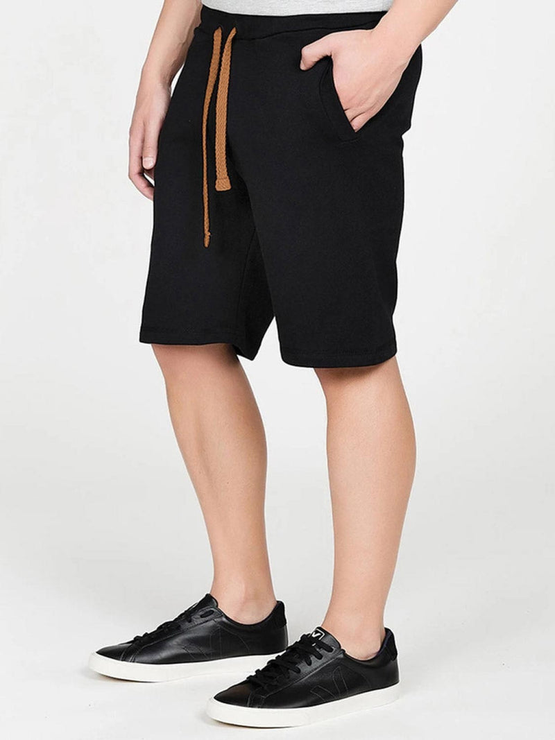 Loopback Cotton Jersey Relaxed Shorts Black Mustard | C