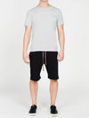 Loopback Cotton Jersey Relaxed Shorts Black Lavender | E