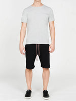 Loopback Cotton Jersey Relaxed Shorts Black Lavender | E
