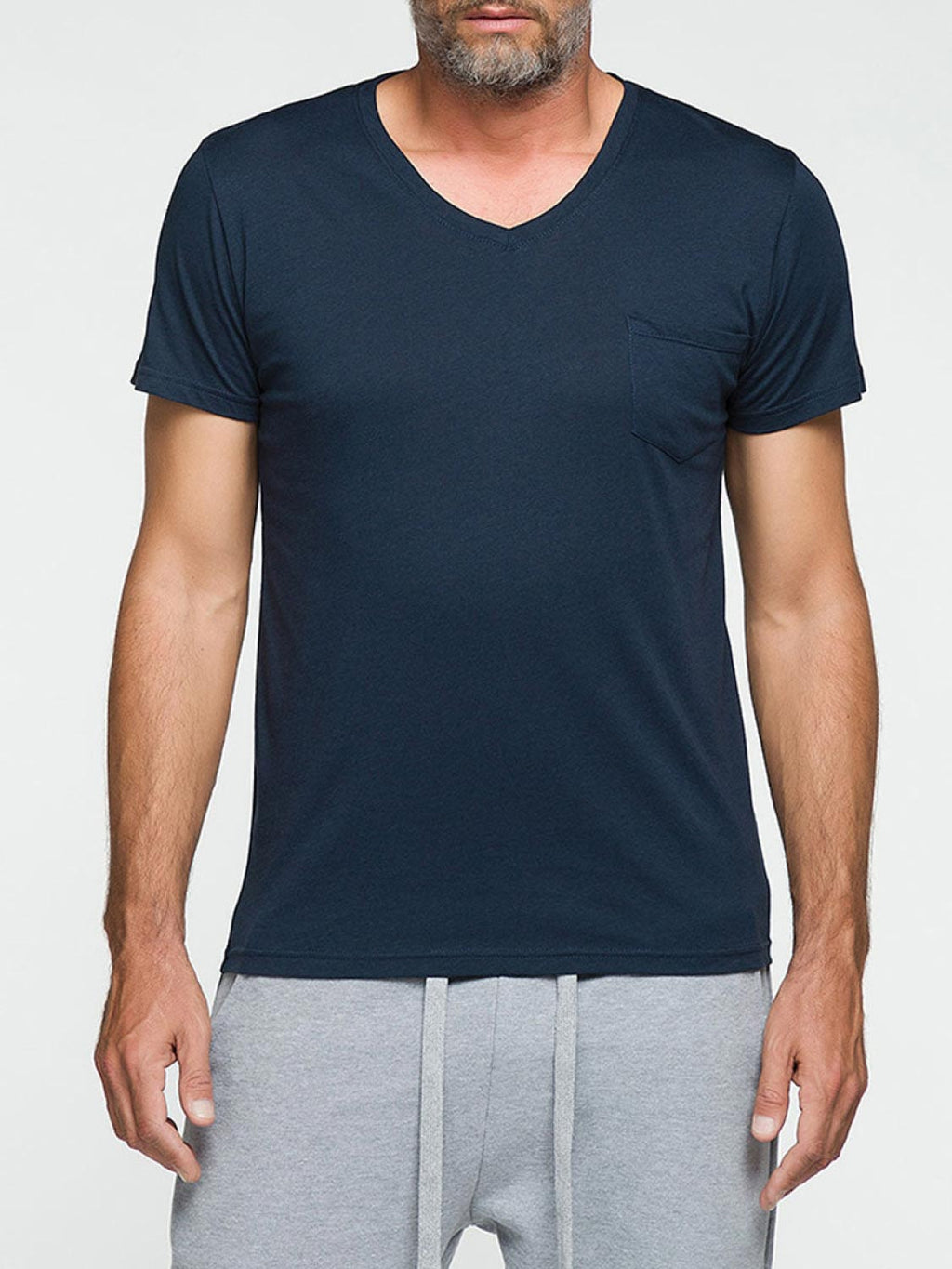 Modal Blend V-neck Pocket T-shirt Midnight Blue | B