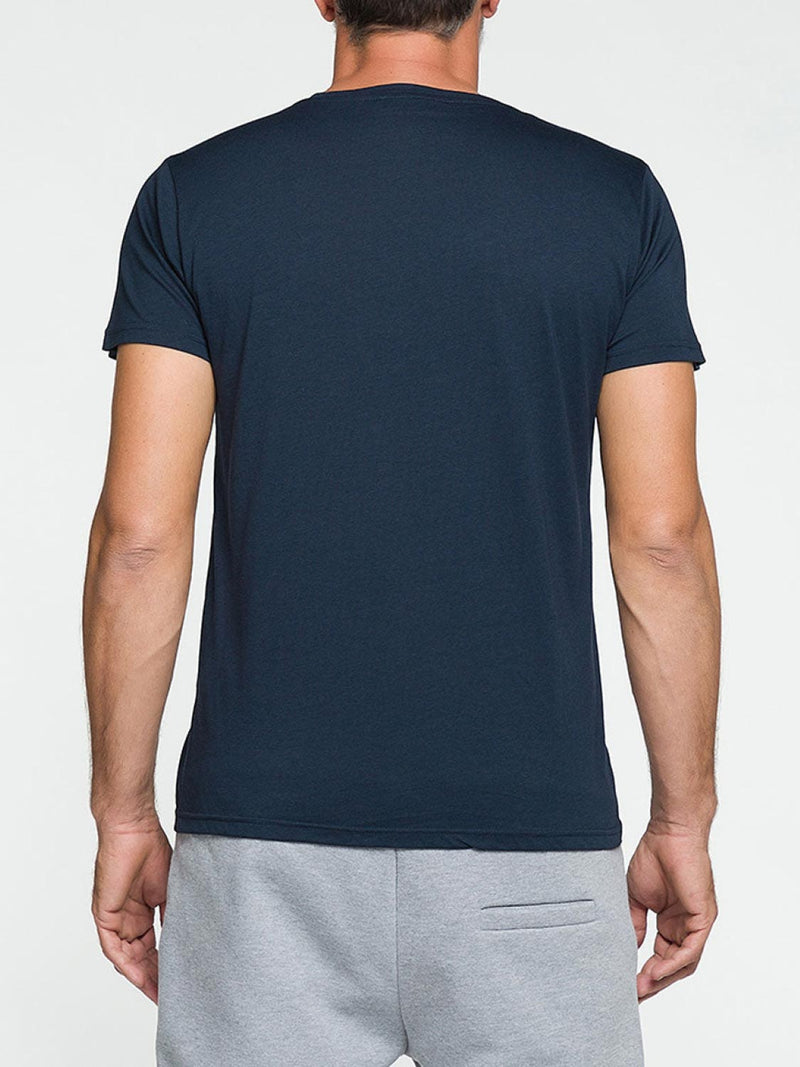 Modal Blend V-neck Pocket T-shirt Midnight Blue | C