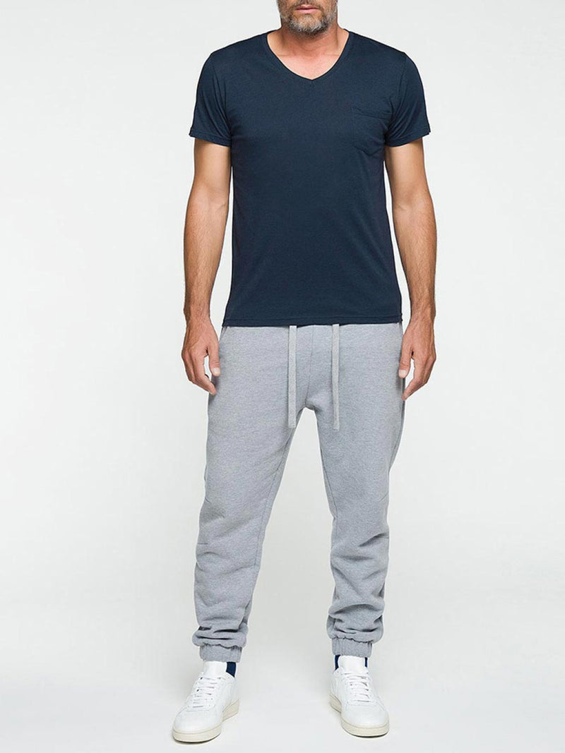 Modal Blend V-neck Pocket T-shirt Midnight Blue | D