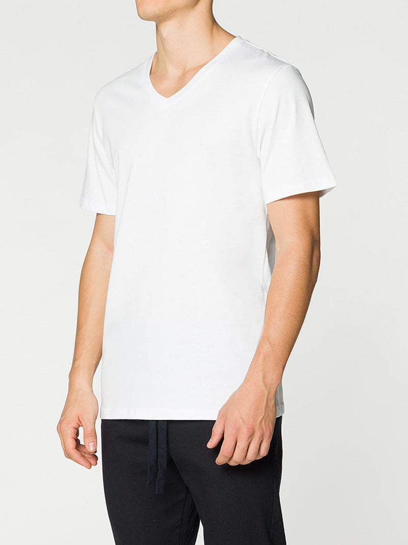 Modal Blend V-neck T-shirt White | C