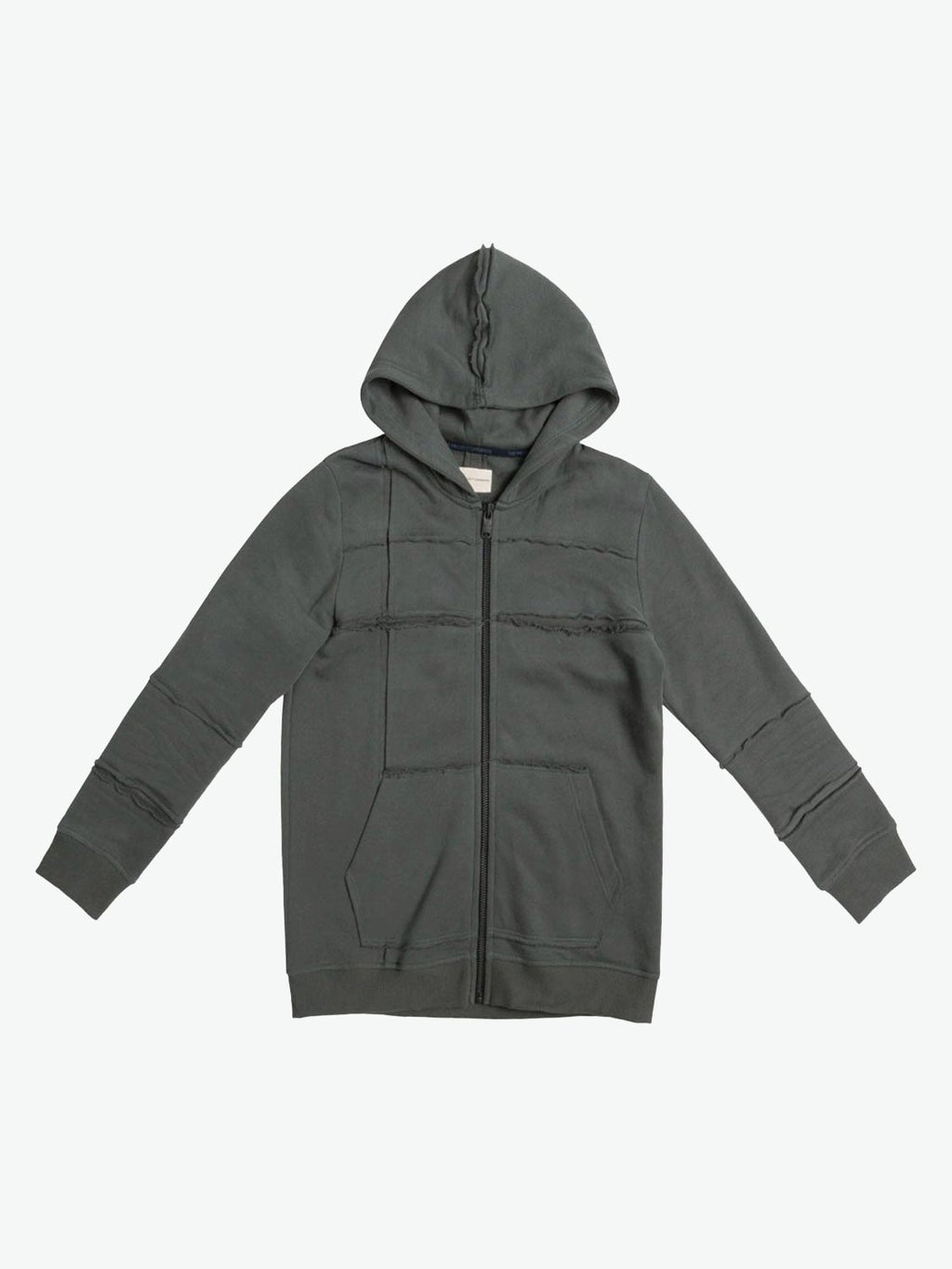 The Project Garments Organic Cotton Laser Cut Zip Up Hoodie Khaki