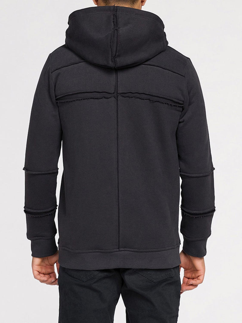 Organic Cotton Laser Cut Zip Up Hoodie Charcoal Grey | The Project Garments - C