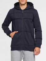 Organic Cotton Laser Cut Zip Up Hoodie Navy Blue | B