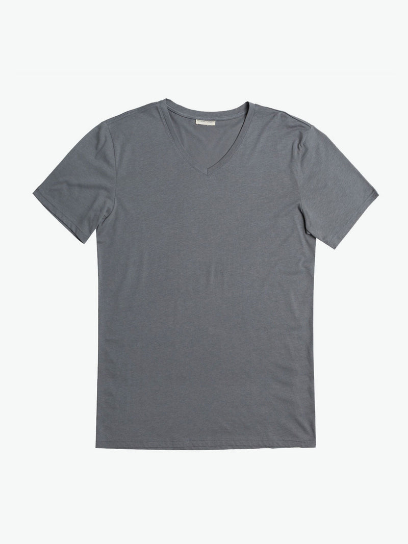 Organic Cotton V-neck T-shirt Asphalt Grey | A