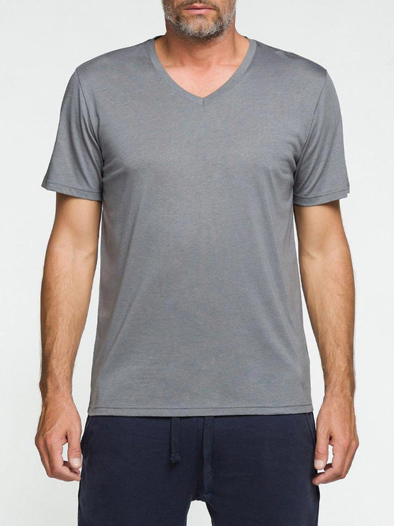 Organic Cotton V-neck T-shirt Asphalt Grey | B