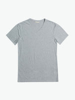 Organic Cotton V-neck T-shirt Melange Grey | A