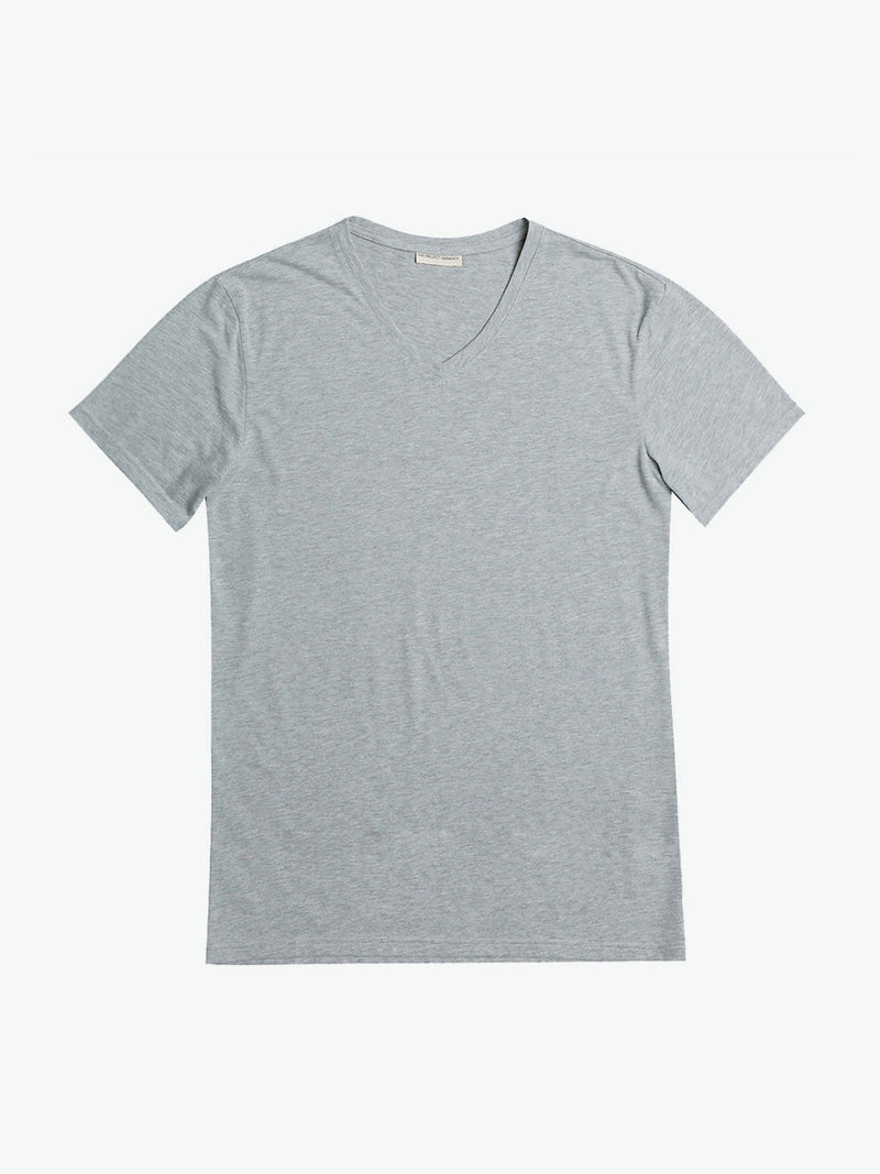 Organic Cotton V-neck T-shirt Melange Grey | A