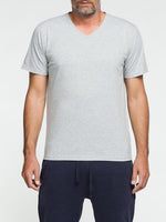 Organic Cotton V-neck T-shirt Melange Grey | B