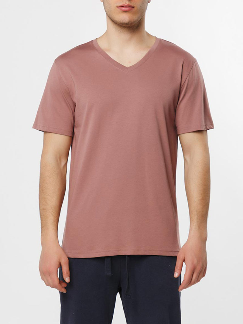 Organic Cotton V-neck T-shirt Rosewood | B