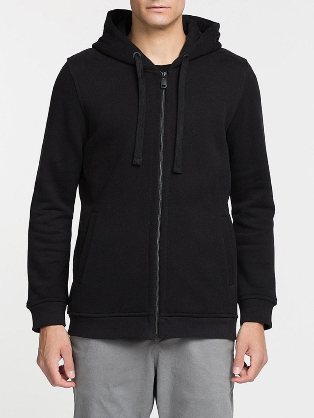 Organic Cotton Zip Up Hoodie Black