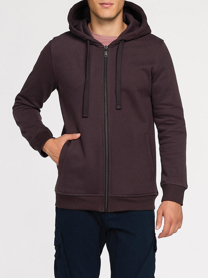 Organic Cotton Zip Up Hoodie Burgundy | B