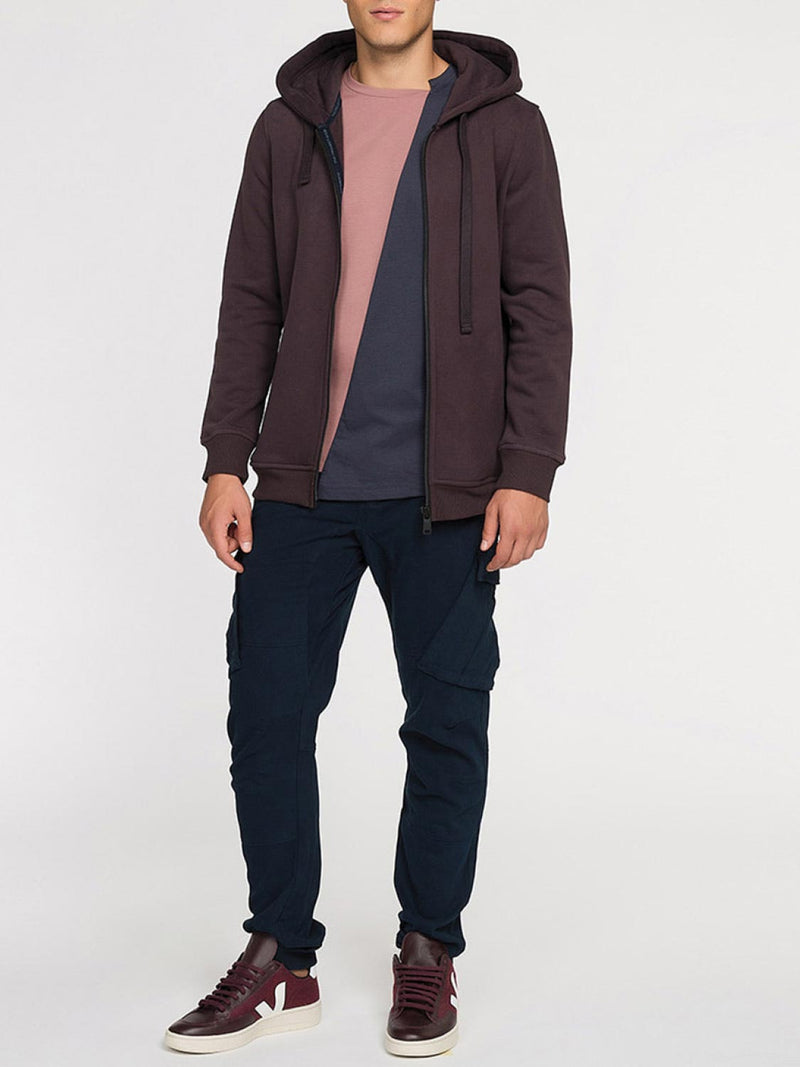 Organic Cotton Zip Up Hoodie Burgundy The Project Garments