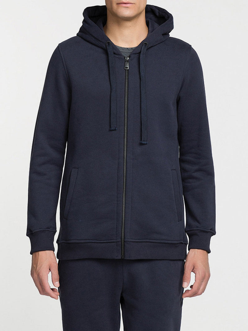 Organic Cotton Zip Up Hoodie Navy Blue