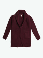 Oversized Shawl Collar Wool Blend Cardigan Burgundy | A