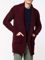 Oversized Shawl Collar Wool Blend Cardigan Burgundy | B
