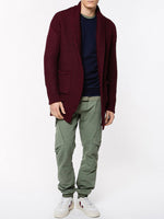 Oversized Shawl Collar Wool Blend Cardigan Burgundy | E