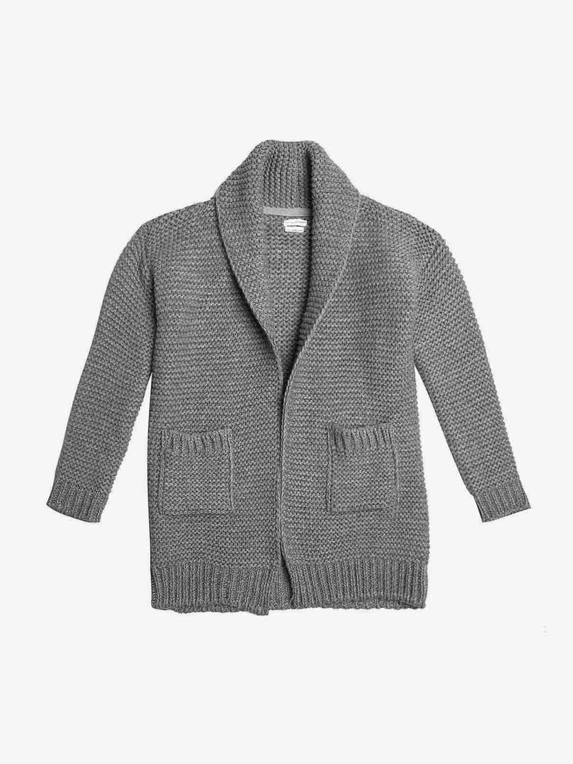 Oversized Shawl Collar Wool Blend Cardigan Grey