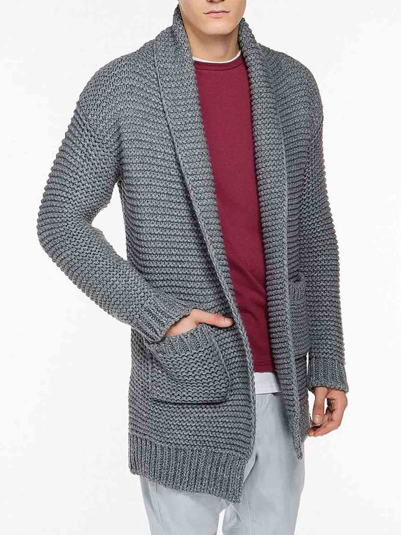 Oversized Shawl Collar Wool Blend Cardigan Grey | B