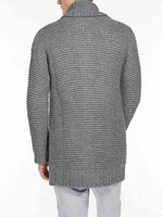 Oversized Shawl Collar Wool Blend Cardigan Grey | C