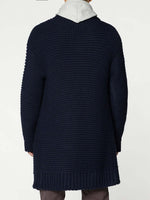 Oversized Shawl Collar Wool Blend Cardigan Midnight Blue | C