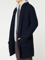 Oversized Shawl Collar Wool Blend Cardigan Midnight Blue | D