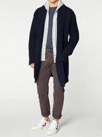Oversized Shawl Collar Wool Blend Cardigan Midnight Blue | E