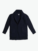 Oversized Shawl Collar Wool Blend Cardigan Navy Blue | A