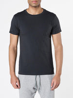Organic Cotton Asymmetric Pocket Crew Neck T-shirt Charcoal Grey | B